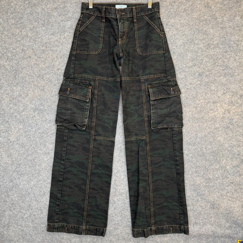 Revice‎ Denim Amelia Cargo Parachute Jeans Pants Womens 24 Camo Wide Leg Relaxed